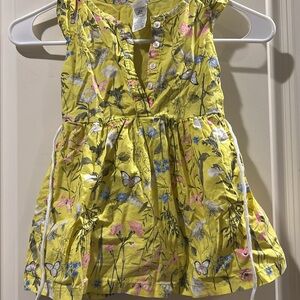 Carter’s floral butterfly 1/2 button down cotton dress ruffle cap sleeve size 2T